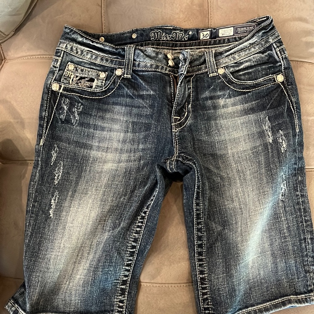 Miss Me denim Bermuda shorts